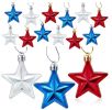 36Pcs Patriotic Star Ornaments Memorial Day Independence Day Labor Day Veterans Day Decorations for Home Party Christmas Tree Decor; Blue Red and Silv