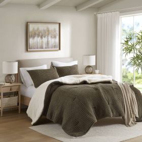 Waffle Knit Chenille Comforter Set King