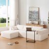 112"Modular Sectional Sofa with Free Side Table,Wide Seat,Fully Compressed,Wrinkle-resistant Boucle Fabric Couch with Chaise,Free Combination