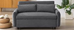 57.48" Pull-out Sofa Bed Convertible Couch 2 Seat Loveseat Sofa Modern Sleeper Sofa with Two Throw Pillows and USB Ports for Living Room