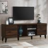 Mid Century TV Stand with 2 Cabinets, Media Console Table for TVs up to 70'', Entertainment Center with Storage for Living room, Bedroom, Home Theatre