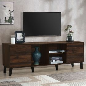 Mid Century TV Stand with 2 Cabinets, Media Console Table for TVs up to 70'', Entertainment Center with Storage for Living room, Bedroom, Home Theatre