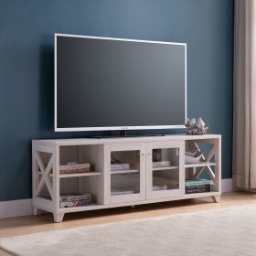 60" Farmhouse Home Entertainment Center, TV Stand with 4 Shelves and Transparent Center Cabinet