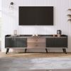 63'' Mid Century TV Stand with 2 Cabinets& Open Compartments, Entertainment Center for TVs up to 70'', Television Console for Living Room, Bedroom