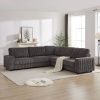 110-Inch Oversized Corduroy Corner Sofa,L Shaped Corner Couch with two storage spaces,USB port & T-pyce port and Cup-holder