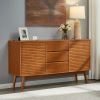 JaydenMax Modern Wood TV Stand, Entertainment Center for TVs up to 65", Sideboard Buffet Cabinet Credenza, Slatted Media Console for Living Room