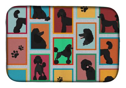 Lots of Black Standard Poodle Dish Drying Mat Absorbent Dish Drying Mat Pad for Kitchen Counter Dish Drainer Mat for Countertop, 14 x 21", Multicolor