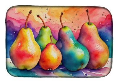 Colorful Pears Dish Drying Mat Absorbent Dish Drying Mat Pad for Kitchen Counter Dish Drainer Mat for Countertop, 14 x 21", Multicolor