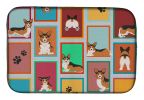 Lots of Sable Pembroke Corgi Dish Drying Mat Absorbent Dish Drying Mat Pad for Kitchen Counter Dish Drainer Mat for Countertop, 14 x 21", Multicolor