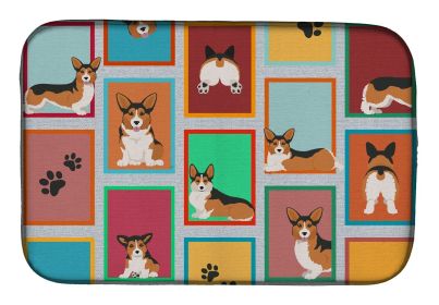 Lots of Sable Pembroke Corgi Dish Drying Mat Absorbent Dish Drying Mat Pad for Kitchen Counter Dish Drainer Mat for Countertop, 14 x 21", Multicolor