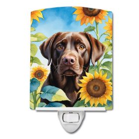 NEW Labrador Retriever in Sunflowers Ceramic Night Light Compact, UL-Certified, Ideal for Bedroom, Bathroom, Nursery, Hallway, Kitchen, 6x4x3
