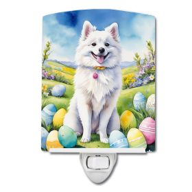NEW American Eskimo Easter Egg Hunt Ceramic Night Light Compact, UL-Certified, Ideal for Bedroom, Bathroom, Nursery, Hallway, Kitchen, 6x4x3