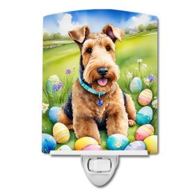 NEW Airedale Terrier Easter Egg Hunt Ceramic Night Light Compact, UL-Certified, Ideal for Bedroom, Bathroom, Nursery, Hallway, Kitchen, 6x4x3