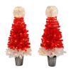 Lighted Santa Hat Style Christmas Tree Set of 2, 4ft Artificial Tree with Warm White Lights, Christmas Tree for Decoration Inside and Outside