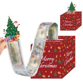 Christmas Money Box for Cash Gift Pull with Christmas Tree Card and Transparent Bags Surprise Money Holder Cash Gift Xmas Money Pull Box for Christmas