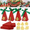 20PCS Christmas Candy Boxes 4 Styles Christmas Treat Gift Boxes Cute DIY Paper Box with Ribbon Triangle Sweet Boxes for Birthday Christmas Party Suppl