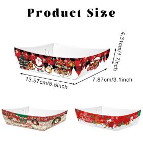 36Pcs Christmas Food Tray Santa Claus Snowflake Plates Xmas Snack Popcorn Paper Trays for Christmas Dinner Winter Party Supplies