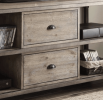 Gorden Weathered Oak Finish & Antique Silver Metal TV Stand