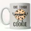 One Tough Cookie Funny Coffee Mug - 11oz Ceramic Cup with Cartoon Cookie Design, Unisex Kitchen Accessory,
