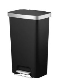 Better Homes & Gardens 11.9 Gallon Kitchen Trash Can, Plastic Step-On Kitchen Trash Can, Black