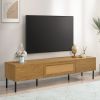 Boho TV Stand for TVs up to 80'' , Modern Farmhouse Media Console, Entertainment Center with Metal Legs, TV Cabinet for Living Room, Home Theatre