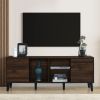 Mid Century TV Stand with 2 Cabinets, Media Console Table for TVs up to 70'', Entertainment Center with Storage for Living room, Bedroom, Home Theatre