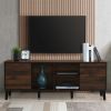 Mid Century TV Stand with 2 Cabinets, Media Console Table for TVs up to 70'', Entertainment Center with Storage for Living room, Bedroom, Home Theatre