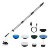 Electric Spin Scrubber Cordless Cleaning Brush Extendable with 8 Replaceable Heads 2 Speed Adjustable Extension Arm Bathroom Tub Tile Floor