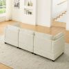 Comfy Cloud Couch Sectional 3 Seat Sofa with 2 Ottoman, Chenille Sofa Sleeper Deep Seat Sofa with Throw Pillows for Living Room(Beige White)