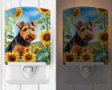NEW Welsh Terrier in Sunflowers Ceramic Night Light Compact, UL-Certified, Ideal for Bedroom, Bathroom, Nursery, Hallway, Kitchen, 6x4x3, Multicolor