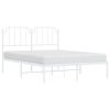 Metal Bed Frame without Mattress with Headboard White 59.1"x78.7"
