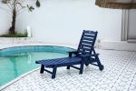 Lounge Chair Outdoor, Oversized Chaise Lounge Chair with 5 Positions, HDPE, Patio Lounge Chair with Wheels & Cup Holder for Pool, Deck, Poolside