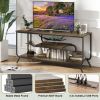 TV Stand with Power Outlets and LED Lights - TV Stand for TVs up to 55 Inch, Entertainment Center with Shelves