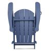 Folding Outdoor Adirondack Chair for Relaxing, HDPE All-weather Fire Pit Chair, Patio Lawn Chair for Outside Deck Garden Backyardf Balcony, Navy Blue