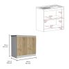 Napoles Utility Sink with Cabinet, One Shelf, Double Door Cabinet -White / Light Oak
