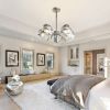 Chrome + translucent Modern LED Pendant Light Filament Ceiling Hanging Lamp for Kitchen Island Living Room Restaurant