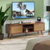 Mid Century Modern Rattan TV Stand for 55/60/65 inch TV , Entertainment Cabinet, Media Console for Living Room Bedroom Media Room