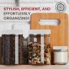 Pride Of India | Clear Food Grade PET Plastic Square Grip Storage Jar w/Cap 6 Jar Pack - 32 FL OZ (3-4 Cup Storage Capacity) | Airtight Seal & Easy Ha