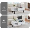 39" Wood Lift Top Coffee Table with Hidden Compartment and Storage Shelf for Living Room, Reception Room, White