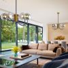 Black + gold + soot Modern LED Pendant Light Filament Ceiling Hanging Lamp for Kitchen Island Living Room Restaurant