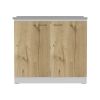 Napoles Utility Sink with Cabinet, One Shelf, Double Door Cabinet -White / Light Oak