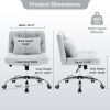 Armless Fabric Office Desk Chair with Wheels, Criss Cross Legged Wide Seat Chair, Modern Home Office Chair with Lumbar Pillow