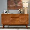 JaydenMax Modern Wood TV Stand, Entertainment Center for TVs up to 65", Sideboard Buffet Cabinet Credenza, Slatted Media Console for Living Room