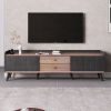 63'' Mid Century TV Stand with 2 Cabinets& Open Compartments, Entertainment Center for TVs up to 70'', Television Console for Living Room, Bedroom