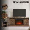 Fireplace TV Stand for Television up to 65 Inch with Storage and Farmhouse Sliding Barn Doors, Entertainment Center with Cabinet and Shelves