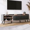 63'' Mid Century TV Stand with 2 Cabinets& Open Compartments, Entertainment Center for TVs up to 70'', Television Console for Living Room, Bedroom