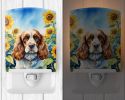 NEW Cocker Spaniel in Sunflowers Ceramic Night Light Compact, UL-Certified, Ideal for Bedroom, Bathroom, Nursery, Hallway, Kitchen, 6x4x3, Multicolor