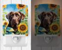 NEW Labrador Retriever in Sunflowers Ceramic Night Light Compact, UL-Certified, Ideal for Bedroom, Bathroom, Nursery, Hallway, Kitchen, 6x4x3