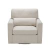 1pc Swivel Chair Plush Cushioned Seat Beige Boucle Upholstery Ergonomic Design Solid Wood Modern Home Furniture