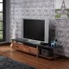 Walnut and Black 2-Drawer TV Stand with 1 Shelf